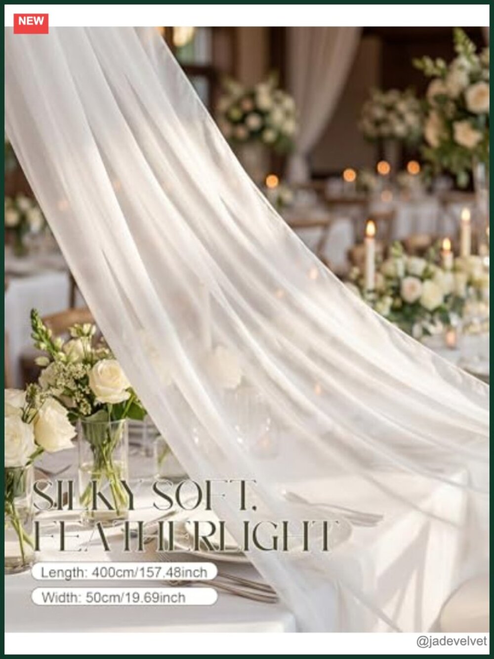 Bridal Chiffon Long Scarf Wedding Veil Wrap for Ceremony Evening Dress Portrait - Picture 3 of 6